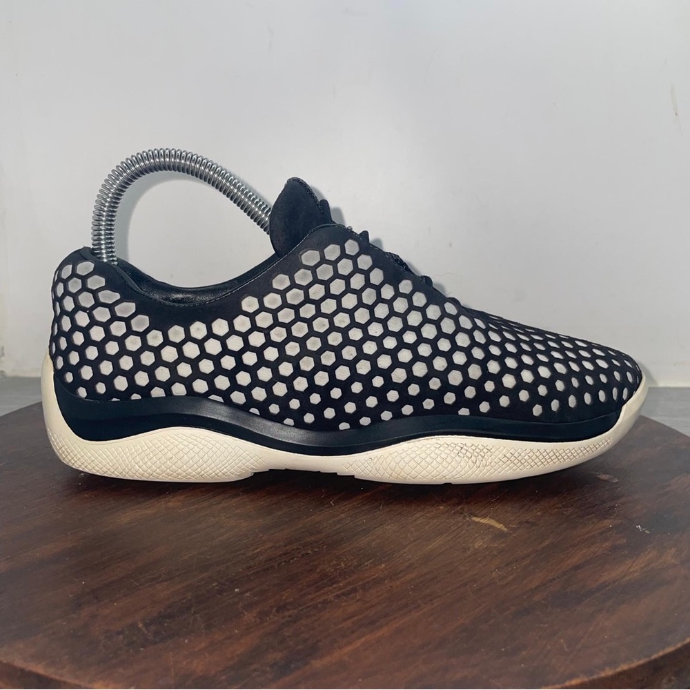 Prada Slip-on Trainer Sneakers Shoes 3E 6267 White Black Polka Dot Size 36.5 - Picture 1 of 10